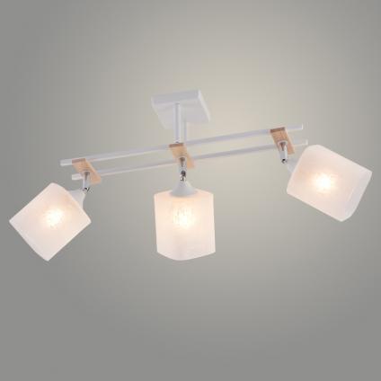 Люстра XA1642/3 WH+WOOD+CR белый/хром 3х60W E27 d600 h330, HN25
